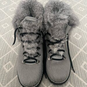 Cozy Gray Fur-Lined Women's Winter Boots